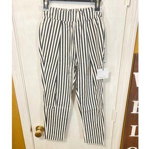 NEW Maison 9 Paris women's XS striped stretchy pleather elastic waist pants NWD